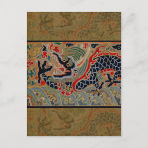 Oude Chinese Draak Zijde Borduurpatroon Briefkaart