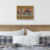 Oude Chinese Draak Zijde Borduurpatroon Canvas Afdruk (Insitu (Slaapkamer))
