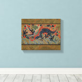 Oude Chinese Draak Zijde Borduurpatroon Canvas Afdruk (Insitu (Houten vloer))