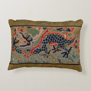Oude Chinese Draak Zijde Borduurpatroon Decoratief Kussen