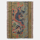 Oude Chinese Draak Zijde Borduurpatroon Deken (Voorkant Verticaal)