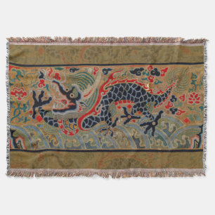 Oude Chinese Draak Zijde Borduurpatroon Deken