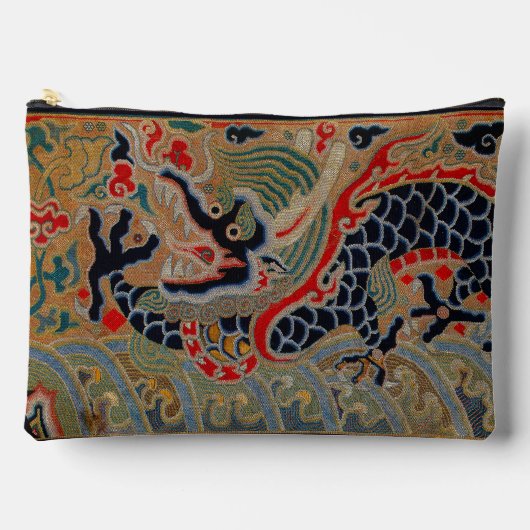 Oude Chinese Draak Zijde Borduurpatroon Etui (Voorkant)