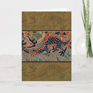 Oude Chinese Draak Zijde Borduurpatroon Kaart