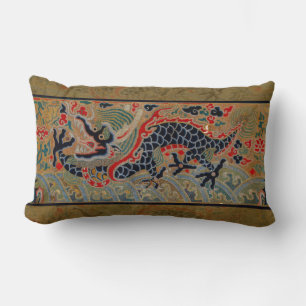 Oude Chinese Draak Zijde Borduurpatroon Kussen