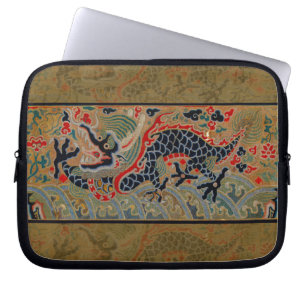 Oude Chinese Draak Zijde Borduurpatroon Laptop Sleeve