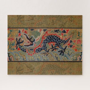 Oude Chinese Draak Zijde Borduurpatroon Legpuzzel