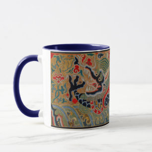 Oude Chinese Draak Zijde Borduurpatroon Mok
