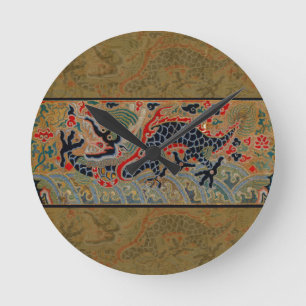 Oude Chinese Draak Zijde Borduurpatroon Ronde Klok