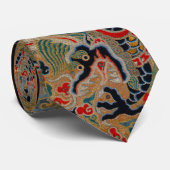 Oude Chinese Draak Zijde Borduurpatroon Stropdas (Opgerold)