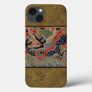 Oude Chinese Draak Zijde Borduurwerk Patroon iPhone 13 Hoesje