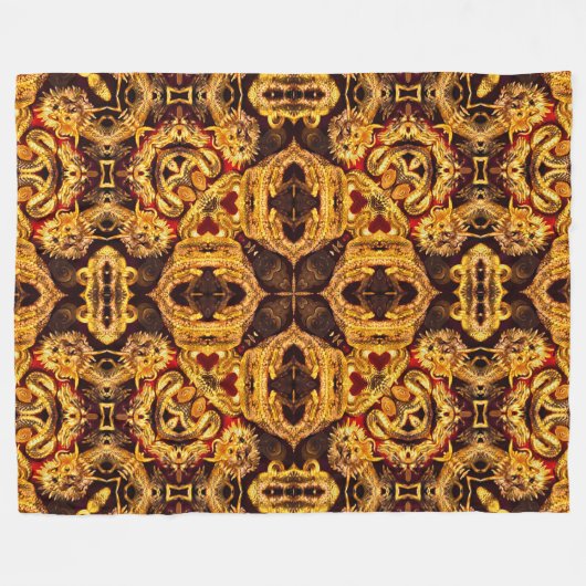 Oude Chinese gouden draak keizer Mandala Fleece Deken (Voorkant (Horizontaal))