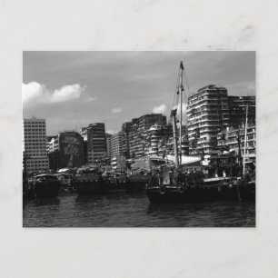 Oude Chinese Hong Kong-huizenboten rivier Briefkaart