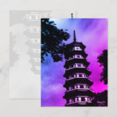Oude Chinese Kanton de bloemige pagode Briefkaart (Voorkant / Achterkant)