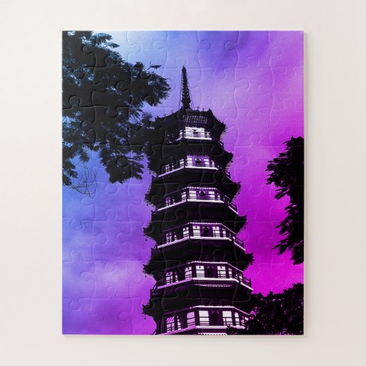 Oude Chinese Kanton de bloemige pagode Legpuzzel (Verticaal)