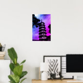 Oude Chinese Kanton de bloemrijke pagode Poster (Thuiskantoor)