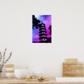 Oude Chinese Kanton de bloemrijke pagode Poster (Keuken)