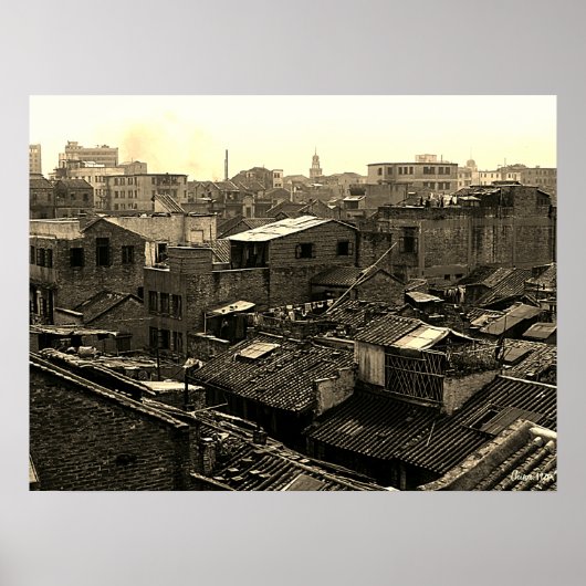 Oude Chinese Kanton stad Poster (Voorkant)