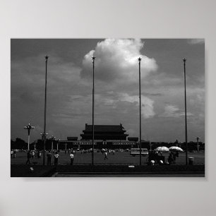 Oude Chinese Pekin straat Tiananmen plein poort Poster