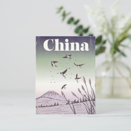 Oude Chinese Reisposter Briefkaart (Staand voorkant)
