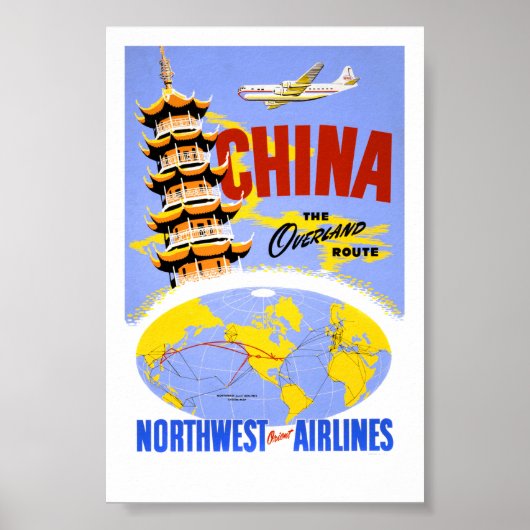 Oude Chinese Reisposter Gerenoveerd Poster (Voorkant)