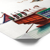 Oude chinese schilderij van een rivierreizigersjun poster (Hoek)