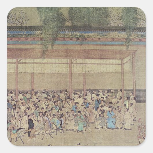 Oude Chinezen die wachten op onderzoek Vierkante Sticker (Voorkant)