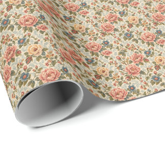 Oude chintz bloeiend bloempatroon cadeaupapier