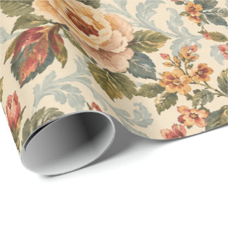 Oude chintz bloeiend bloempatroon cadeaupapier