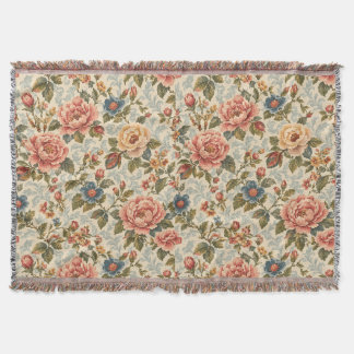 Oude chintz bloeiend bloempatroon deken