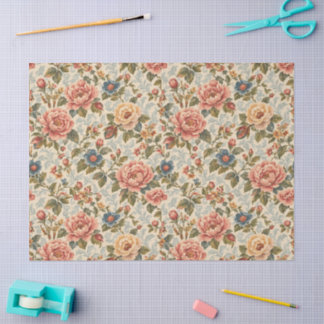 Oude chintz bloeiend bloempatroon tissuepapier