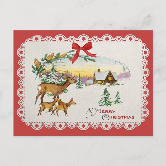 Oude Christanjeshut en herten Feestdagenkaart (Voorkant)