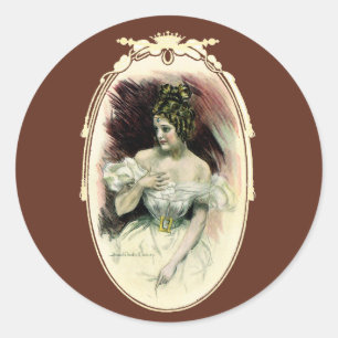 Oude Christy Girl, antieke bruidsportret Ronde Sticker