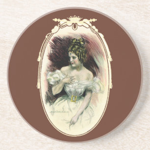 Oude Christy Girl, Antieke Bruidsportret Zandsteen Onderzetter