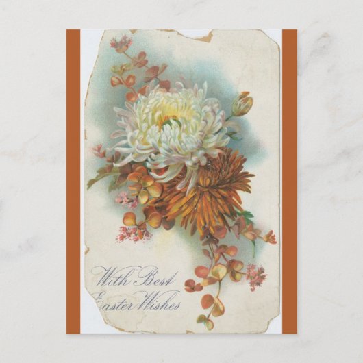 Oude Chrysanten en een Pasen Groet Briefkaart (Voorkant)
