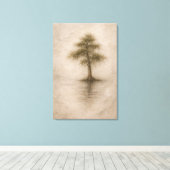 Oude Cipres | Landschapskunst | Opgespannen Canvas Afdruk (Insitu (Houten vloer))