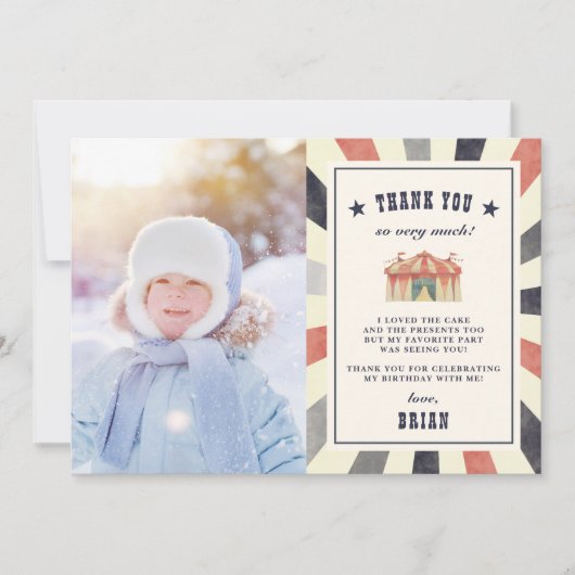 Oude Circus Foto Bedankkaart (Voorkant)