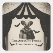 Oude Circus | Geesterschouwburg Thema Halloween Vierkante Sticker (Voorkant)