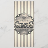 Oude Circus Gestreepte Strepen Aangepast Feestmenu Menu (Achterkant)