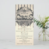 Oude Circus Gestreepte Strepen Aangepast Feestmenu Menu (Staand voorkant)