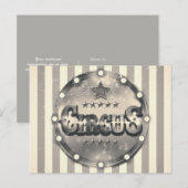Oude Circus Gestreepte Strepen Save the Date Feest Aankondigingskaart (Voorkant / Achterkant)