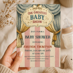 Oude circus grootste baby show baby shower kaart
