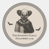 Oude Circus | Thema: Griezelige Kermis Halloween Ronde Sticker (Voorkant)