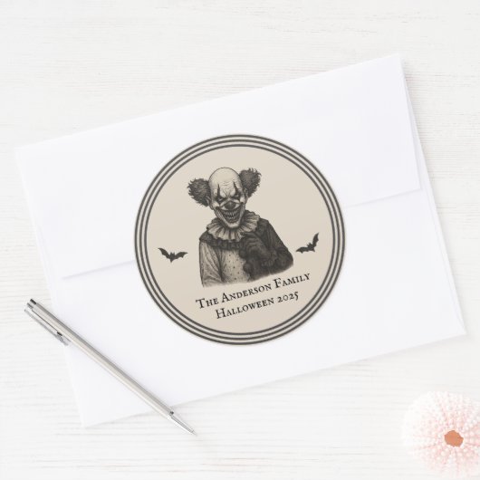 Oude Circus | Thema: Griezelige Kermis Halloween Ronde Sticker (Envelop)