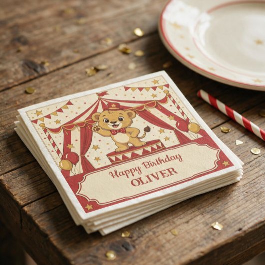 Oude circus verjaardagsfeestje servet