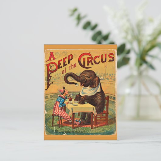 Oude Circusposter: Circusolifant Briefkaart (Staand voorkant)