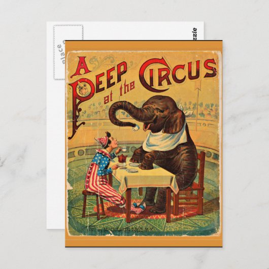 Oude Circusposter: Circusolifant Briefkaart (Voorkant / Achterkant)