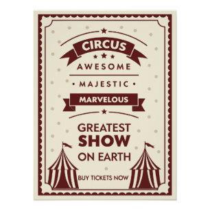 Oude Circusposter – Majestueuze Tenten en Sterren Perfect Poster