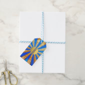 Oude Cirque Carnaval Koningsblauwe Goud Folie Fees Cadeaulabel (Met Touw)