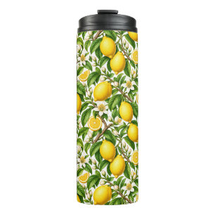Oude citroen botanische bloempatroon thermosbeker